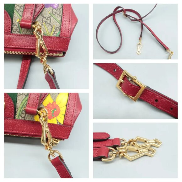 100% Authentic GUCCI Ophidia Top Handle Red Canvas Satchel - Picture 7 of 12